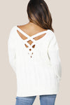 IVORY BACK STRAPPED SWEATER - Luvin Stuff Boutique