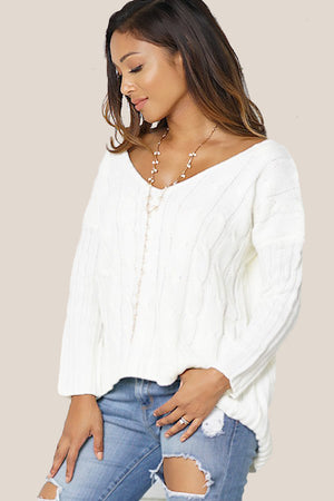 IVORY BACK STRAPPED SWEATER - Luvin Stuff Boutique