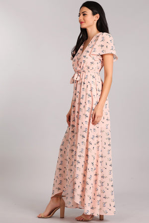 CORAL FLOWERS MAXI DRESS