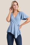 SHORT SLEEVE WRAP SHIRT - Luvin Stuff Boutique