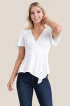 SHORT SLEEVE WRAP SHIRT - Luvin Stuff Boutique