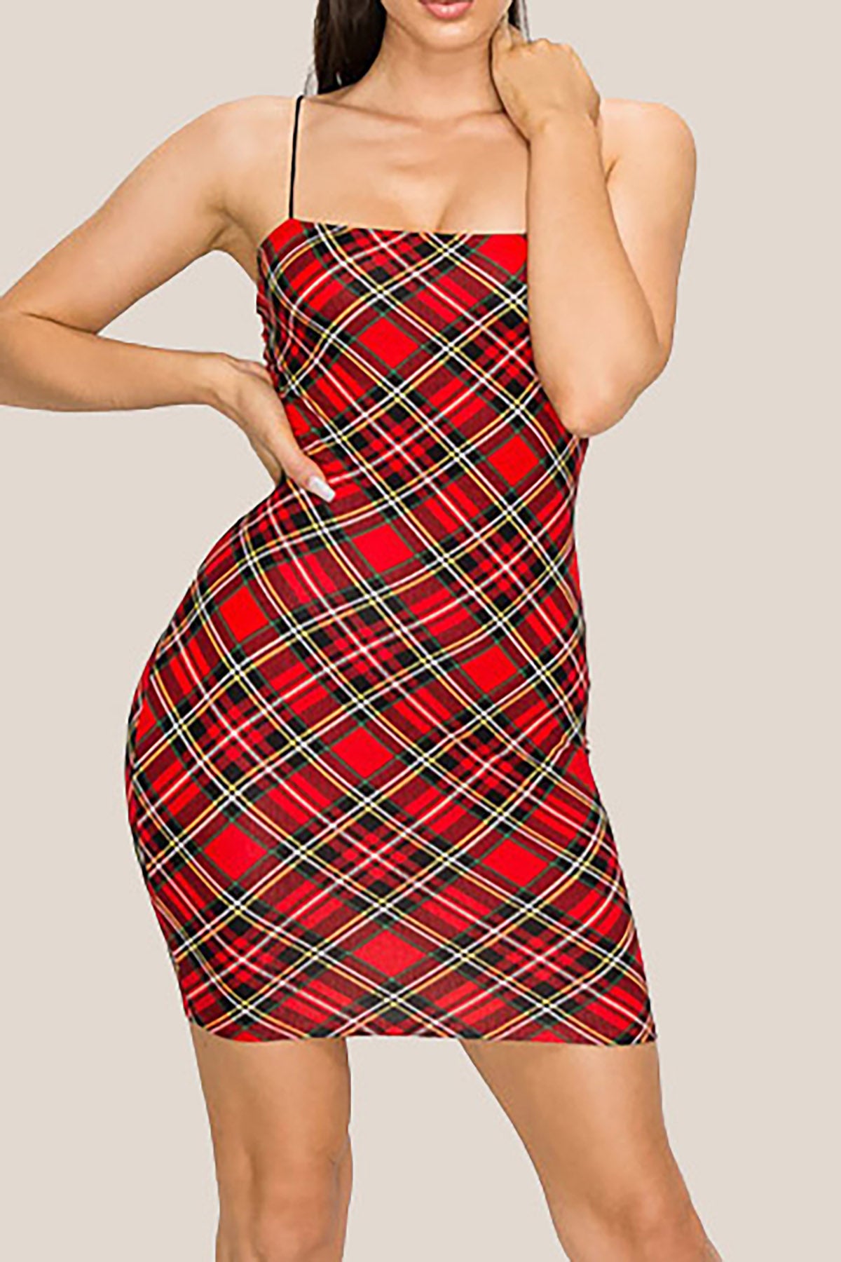Plaid mini clearance cami dress