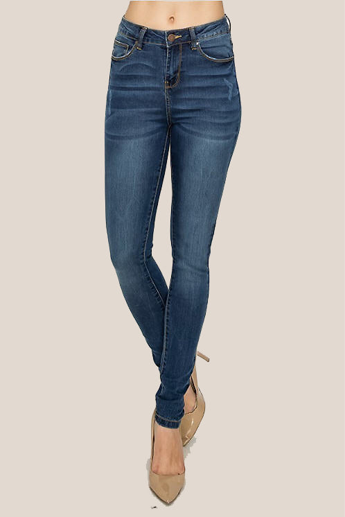 MEDIUM WASHED DENIM SKINNY JEANS - Luvin Stuff Boutique