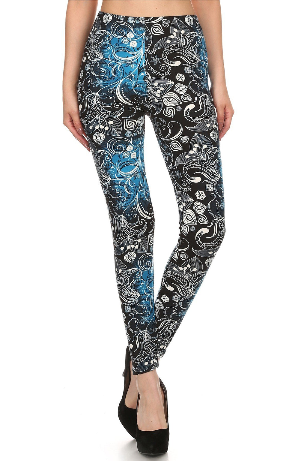 BLACK AND BLUE ABSTRACT PRINT LEGGINGS - Luvin Stuff Boutique