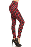 RED AND BLACK PLAID CLASSY LEGGINGS - Luvin Stuff Boutique