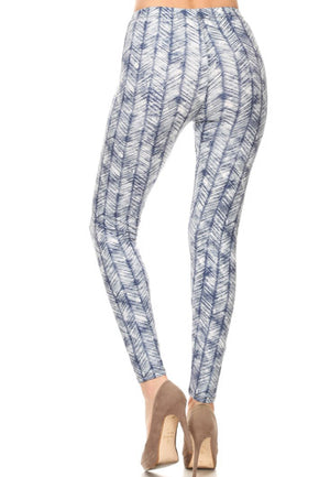 BLUE AND WHITE MULTI PRINT LEGGINGS - Luvin Stuff Boutique