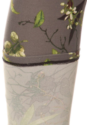 GRAY & GREEN FLORAL PRINT LEGGINGS - Luvin Stuff Boutique