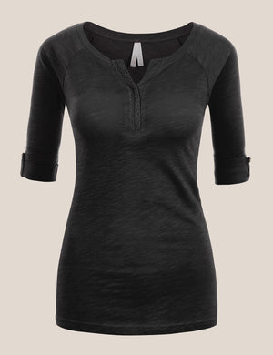 ROUNDED V-NECK COTTON SHIRT - Luvin Stuff Boutique