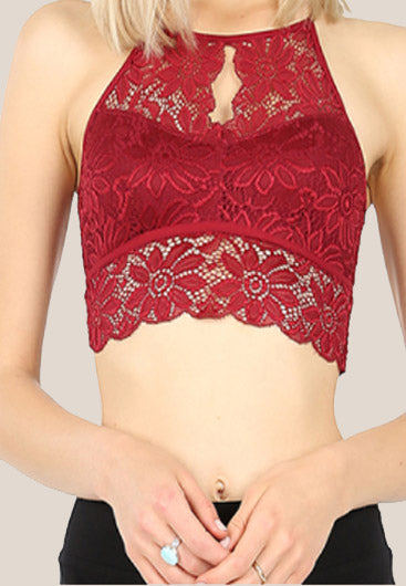 KEYHOLE HIGH NECK LACE BRALETTE - Luvin Stuff Boutique