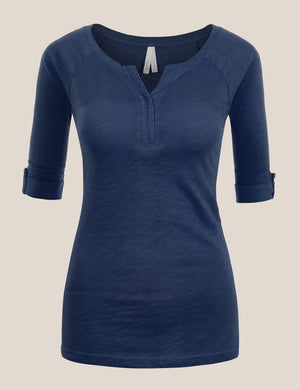 ROUNDED V-NECK COTTON SHIRT - Luvin Stuff Boutique